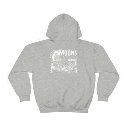 MOONSMC FXLRS Skull Rider Hooded Sweatshirt: light gray hoodie showing the large skull rider graphic.