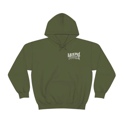 MOONSMC Road Glide Special Hooded Sweatshirt: olive green hoodie with a small chest logo and pouch pocket.