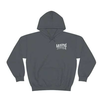 MOONSMC Road Glide Special Hooded Sweatshirt: dark gray hoodie with a small chest logo and pouch pocket.