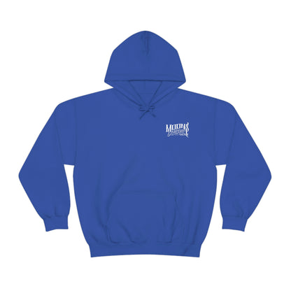 MOONSMC T-SPORT / FXDXT Hooded Sweatshirt: royal blue hoodie with a small chest logo and pouch pocket.