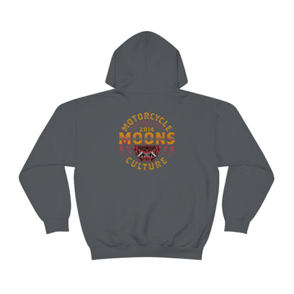 MOONSMC Samurai Mask Hooded Sweatshirt: dark gray hoodie showing the large samurai-mask graphic.