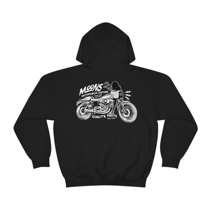 MOONSMC T-SPORT / FXDXT Hooded Sweatshirt: black hoodie showing the large motorcycle graphic.