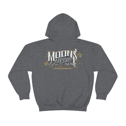MOONSMC San Juan Capo OG Logo Hooded Sweatshirt: heather charcoal hoodie showing the large logo.