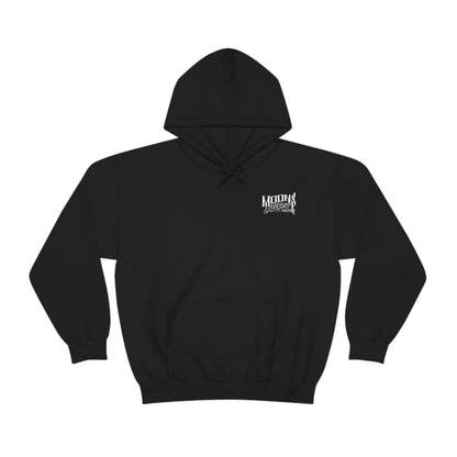 MOONSMC FXLRS Skull Rider Hooded Sweatshirt: black hoodie with a small chest logo and pouch pocket.