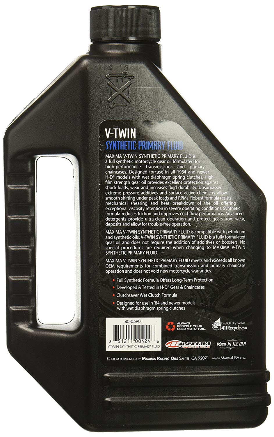 Maxima V-Twin Synthetic Primary Oil 32oz, Engine, Maxima, MOONSMC® // Moons Motorcycle Culture