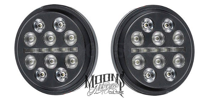 4.5" Inch MOONSMC® Fly Eye LED Auxiliary / Passing Lamps, Lighting, MOONS, MOONSMC® // Moons Motorcycle Culture