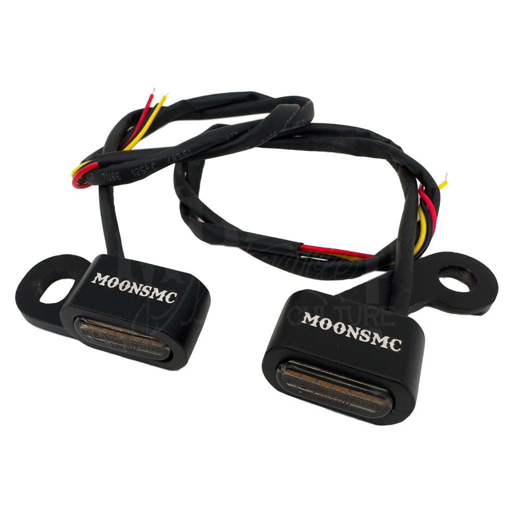 MOONSMC® Black LED Handlebar Turn Signal Lights with Smoked Lens