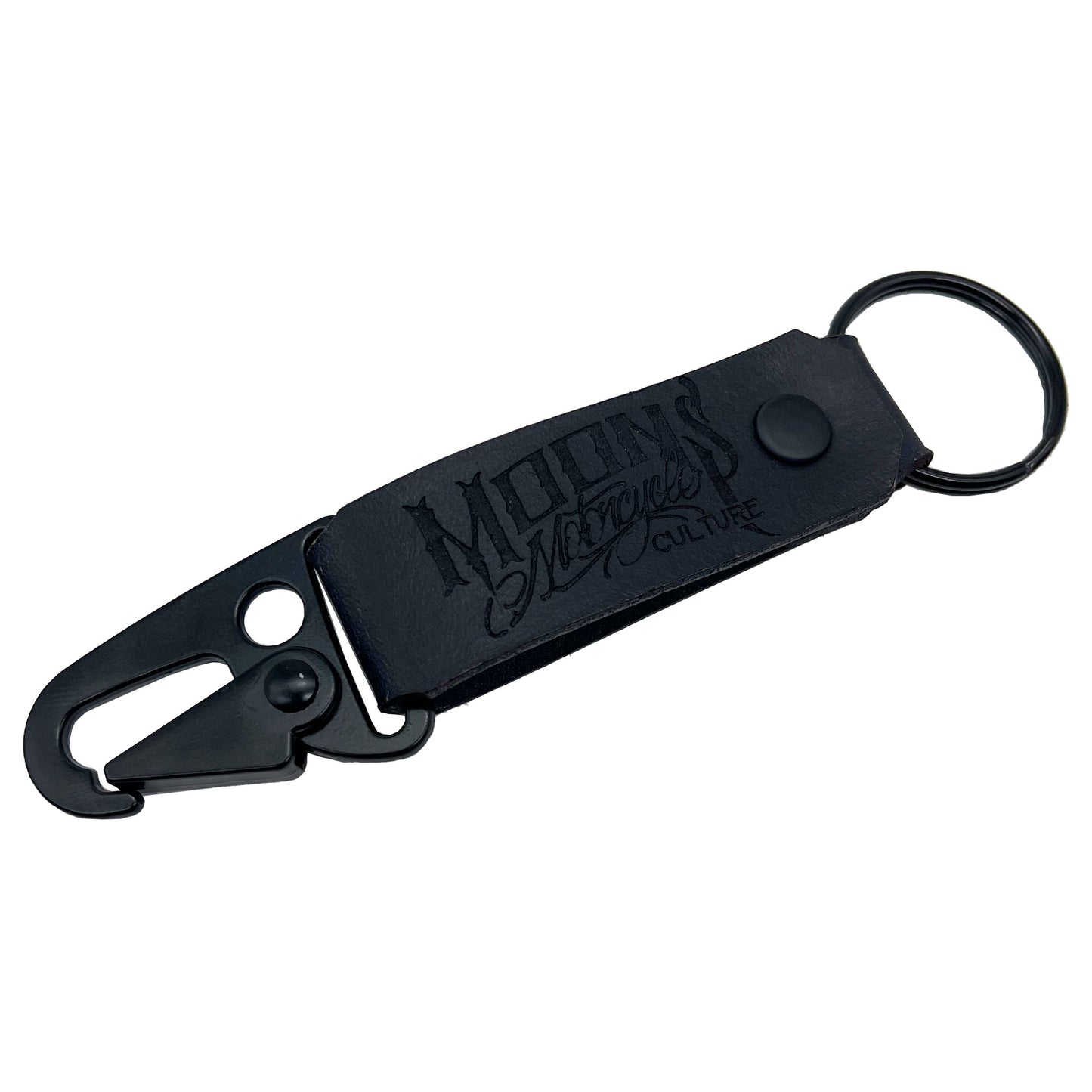 MOONSMC® Clip Leather Keychain Black