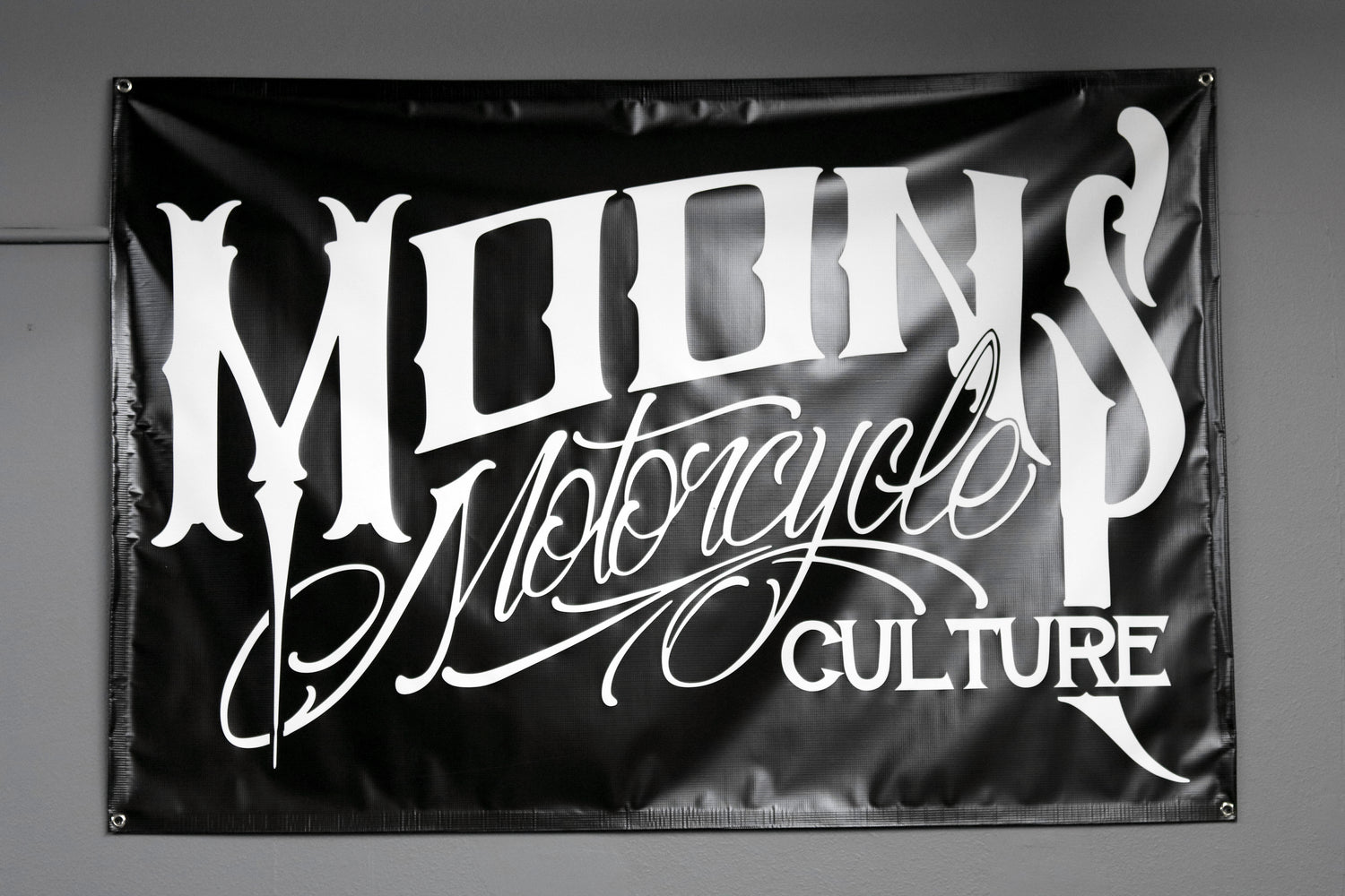 MOONSMC® OG Logo Shop Banner, Accessories, MOONS, MOONSMC® // Moons Motorcycle Culture
