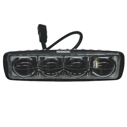 Front view of the MOONSMC V3 white and amber LED light bar with four lenses.